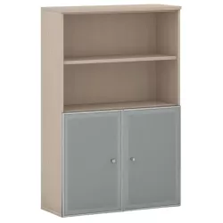 Armoire combiné portes en verre avec serrure sur cadre alu - 2 étagères - hauteur 158 cm So Madrid