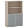 Armoire combiné portes en verre avec serrure sur cadre alu - 2 étagères - hauteur 158 cm So Madrid