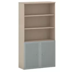 Armoire combiné portes en verre avec serrure sur cadre alu - 3 étagères - hauteur 196 cm So Madrid