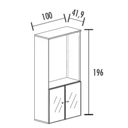 Armoire combiné portes en verre avec serrure sur cadre alu - 3 étagères - hauteur 196 cm So Madrid