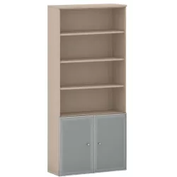 Armoire combiné portes en verre avec serrure sur cadre alu - 4 étagères -  hauteur 235 cm So Madrid