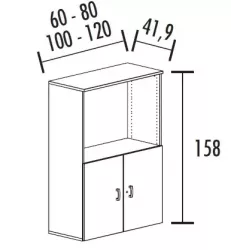 Armoire combiné portes battantes en mélamine avec serrure - 2 étagères - haut. 158 cm (4 largeurs au choix) So Madrid