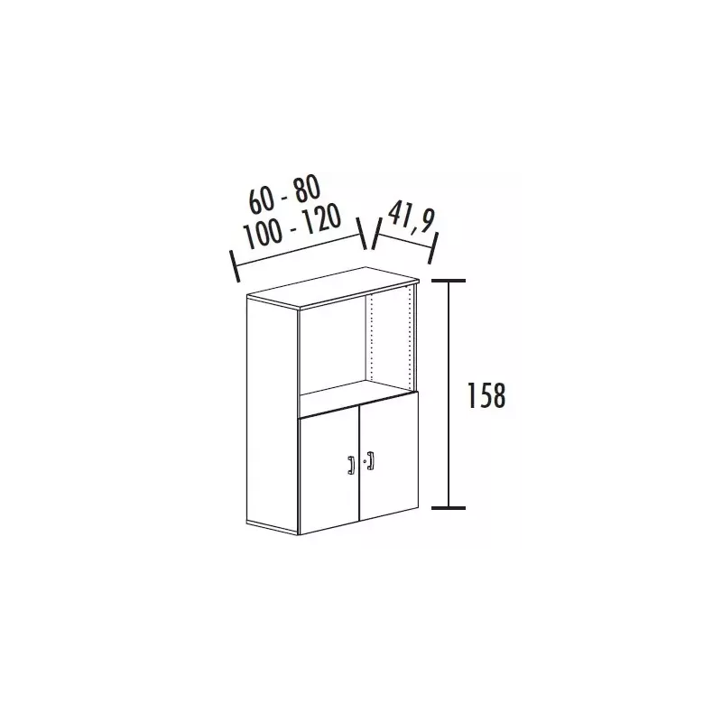 Armoire combiné portes battantes en mélamine avec serrure - 2 étagères - haut. 158 cm (4 largeurs au choix) So Madrid