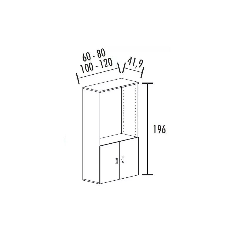 Armoire combiné portes battantes en mélaminé avec serrure - 3 étagères - haut. 196 cm (4 largeurs au choix) So Madrid