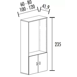 Armoire combiné portes battantes en mélaminé avec serrure - 4 étagères - haut. 235 cm (4 largeurs au choix) So Madrid