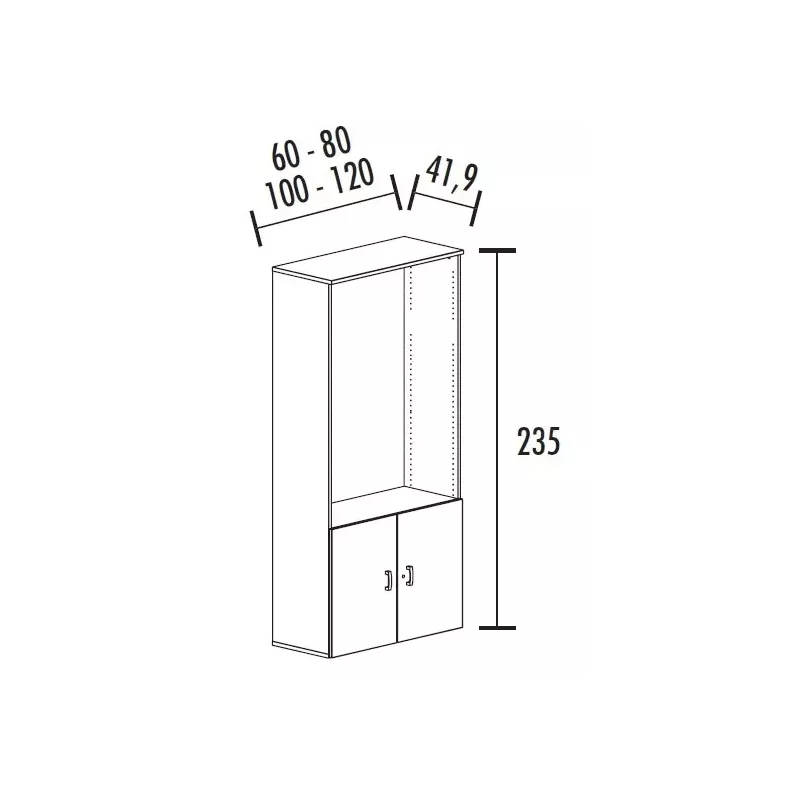 Armoire combiné portes battantes en mélaminé avec serrure - 4 étagères - haut. 235 cm (4 largeurs au choix) So Madrid