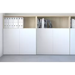 Armoire bibliothèque avec 2 portes poussoir - 1 étagère hauteur 120 cm (4 largeurs au choix) So Madrid