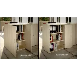 Armoire bibliothèque avec 2 portes poussoir - 1 étagère hauteur 120 cm (4 largeurs au choix) So Madrid