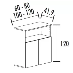 Armoire bibliothèque avec 2 portes poussoir - 1 étagère hauteur 120 cm (4 largeurs au choix) So Madrid