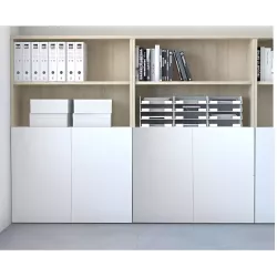 Armoire bibliothèque avec 2 portes poussoir - 2 étagères - hauteur 158 cm (4 largeurs au choix) So Madrid