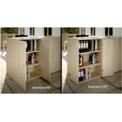 Armoire bibliothèque avec 2 portes poussoir - 2 étagères - hauteur 158 cm (4 largeurs au choix) So Madrid