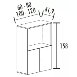 Armoire bibliothèque avec 2 portes poussoir - 2 étagères - hauteur 158 cm (4 largeurs au choix) So Madrid