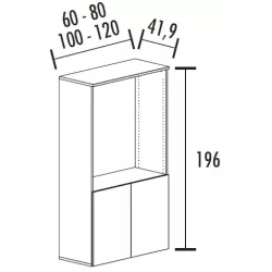 Armoire bibliothèque avec 2 portes poussoir - 3 étagères - hauteur 196 cm (4 largeurs au choix) So Madrid