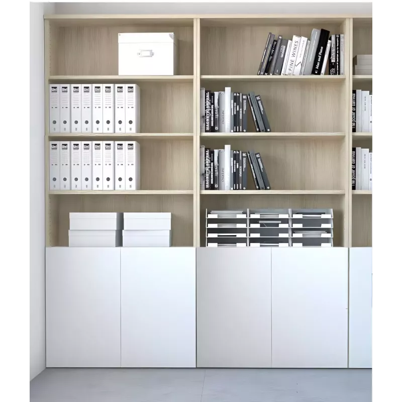 Armoire bibliothèque avec 2 portes poussoir - 4 étagères - hauteur 235 cm (4 largeurs au choix) So Madrid