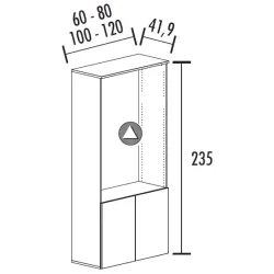 Armoire bibliothèque avec 2 portes poussoir - 4 étagères - hauteur 235 cm (4 largeurs au choix) So Madrid