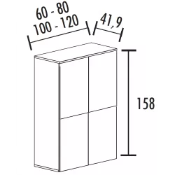 Armoire de rangement 4 portes fermeture à poussoir hauteur 158 cm (4 largeurs au choix) So Madrid