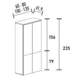 Armoire de rangement 4 portes fermeture à poussoir hauteur 235 cm (4 largeurs au choix) So Madrid