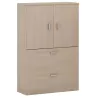 Armoire de rangement 2 portes ouverture 110° et 270° - 2 tiroirs dossiers suspendus - haut. 158 cm So Madrid