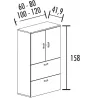 Armoire de rangement 2 portes ouverture 110° et 270° - 2 tiroirs dossiers suspendus - haut. 158 cm So Madrid