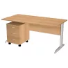 Bureau droit pied métallique en "L" avec rangement caisson sur roulettes So Presto