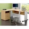 Bureau d'angle 160 x 80/100 cm compact pied panneau en "L" et caisson hauteur bureau So Presto