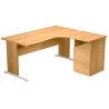 Bureau d'angle 160 x 80/100 cm compact pied panneau en "L" et caisson hauteur bureau So Presto