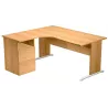 Bureau d'angle 160 x 80/100 cm compact pied panneau en "L" et caisson hauteur bureau So Presto