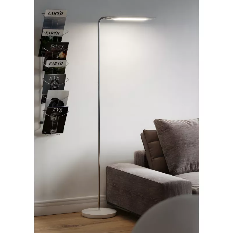 Lampadaire LED réversible blanc