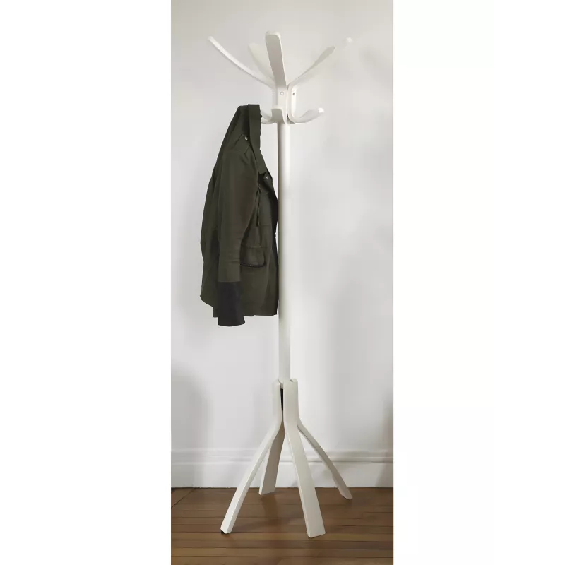 Porte manteau en bois blanc CAFÉ