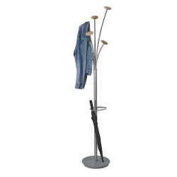 Porte manteau design gris clair & bois clair FESTY