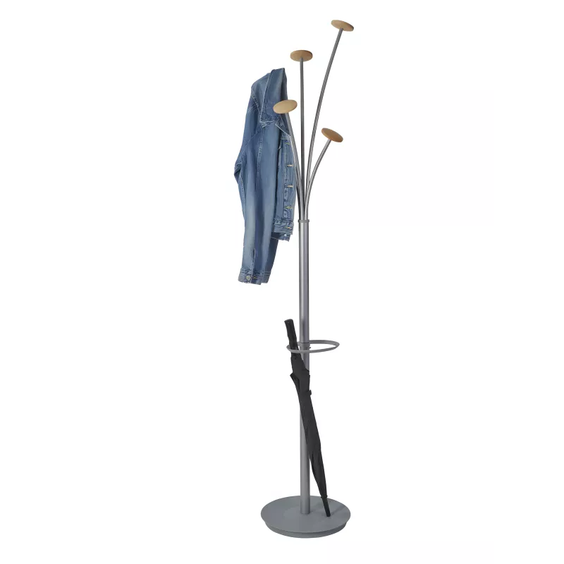 Porte manteau design gris clair & bois clair FESTY