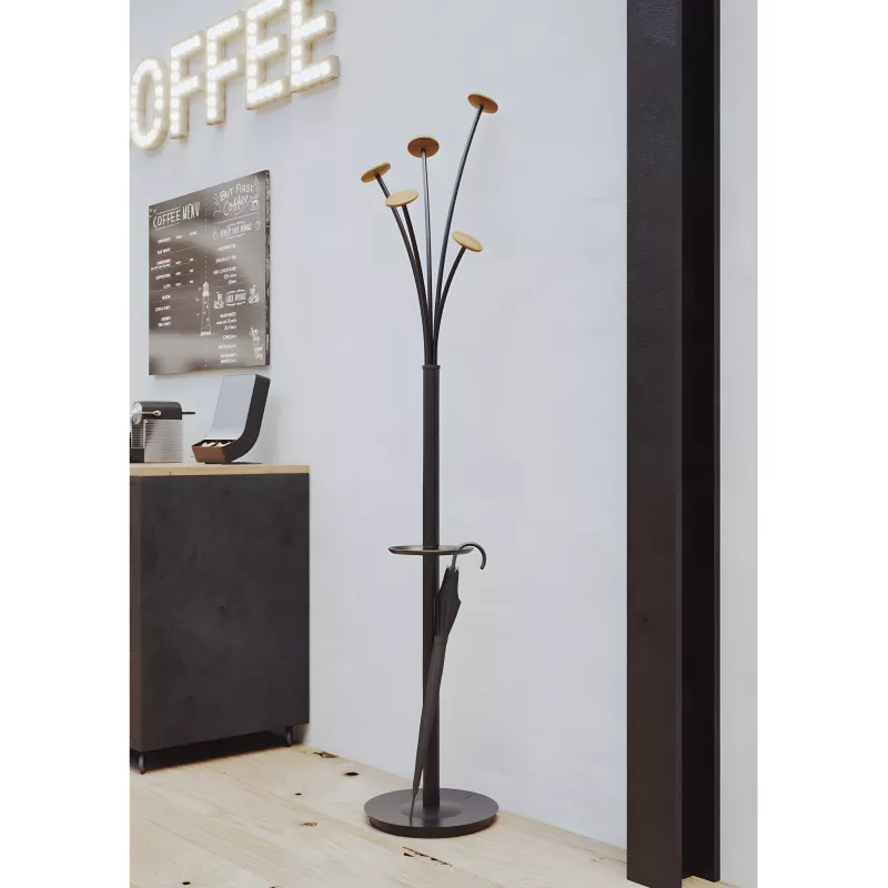 Porte manteau design noir & bois clair FESTY