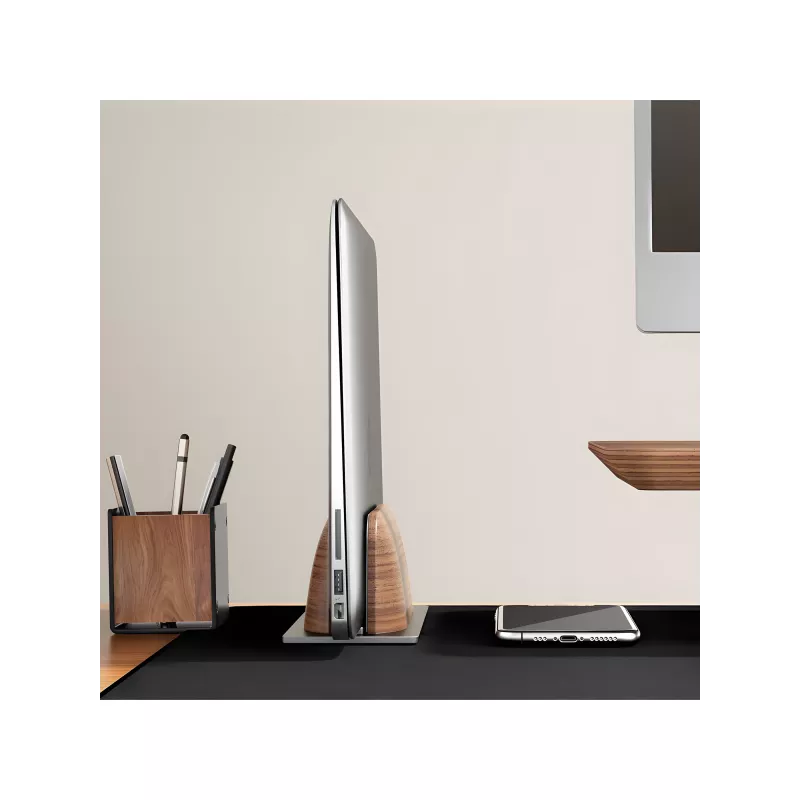 Support d'ordinateur/tablette en bois et aluminium noir