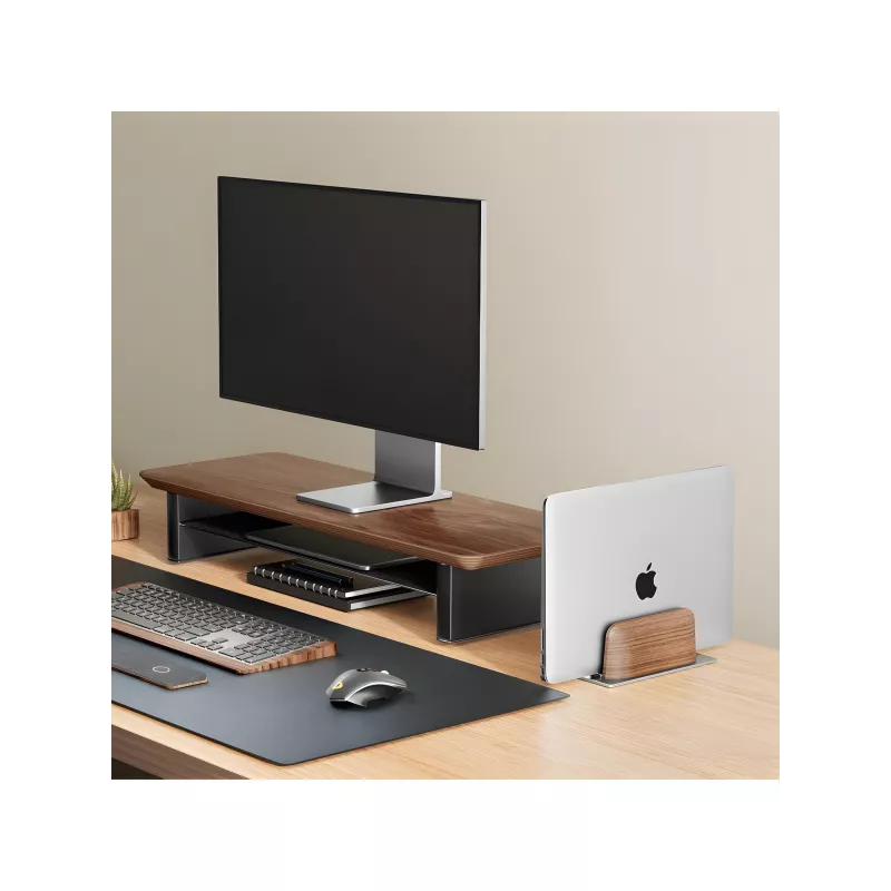 Support d'ordinateur/tablette en bois et aluminium noir