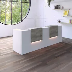 Banque d'accueil – 328 cm – 2 réhausses 80 cm – éclairage LED – So Ragol