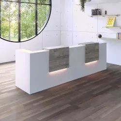 Banque d'accueil – 364 cm – 2 réhausses 80 cm – éclairage LED – So Ragol
