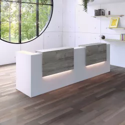 Banque d'accueil – 368 cm – 2 réhausses 120 cm – éclairage LED – So Ragol