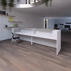 Banque d'accueil – 368 cm – 2 réhausses 120 cm – éclairage LED – So Ragol