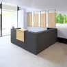 Banque d'accueil – angle à gauche – 264 cm x 264 cm – réhausse 80 cm – So Aragon
