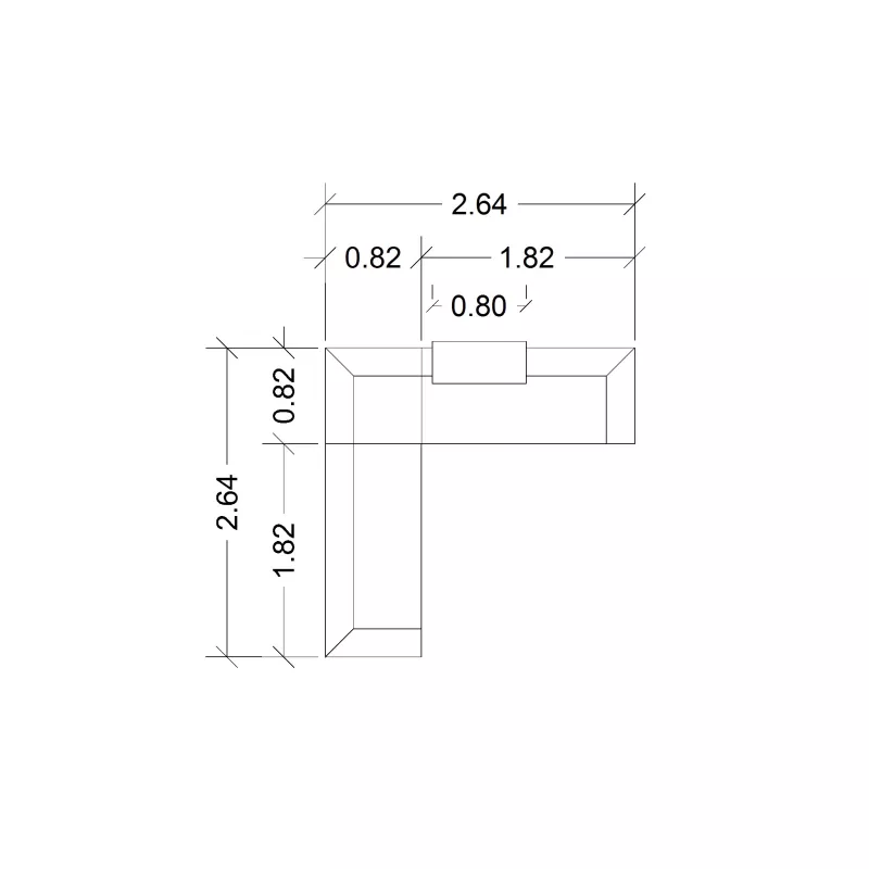 Banque d'accueil – angle à gauche – 264 cm x 264 cm – réhausse 80 cm – So Aragon