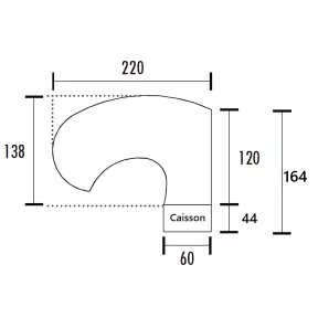 Bureau individuel forme ARC - Compact avec caisson