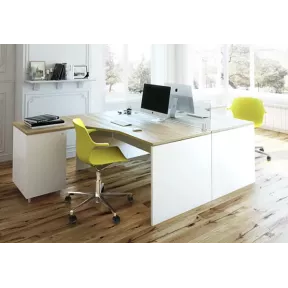 Bureau d'angle avec caisson porteur 3 tiroirs