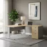 Bureau d'angle, piètement métal avec caisson hauteur bureau - So Vigo
