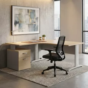 Bureau d'angle, piètement métal avec caisson porteur - So Vigo