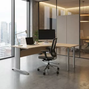 Bureau d'angle compact avec goulotte passe-câbles So Enix