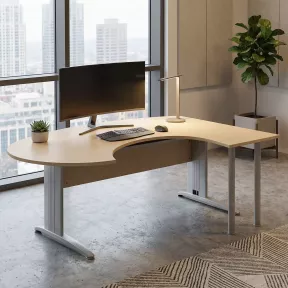 Bureau d'angle compact, avec forme & passe-câbles - So Enix