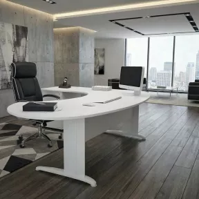 Bureau individuel forme ARC - Compact avec caisson