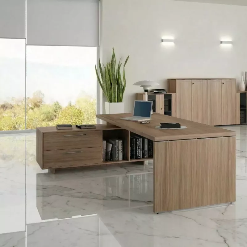 Bureau individuel So Flora - Pieds panneaux, 180 ou 210 cm