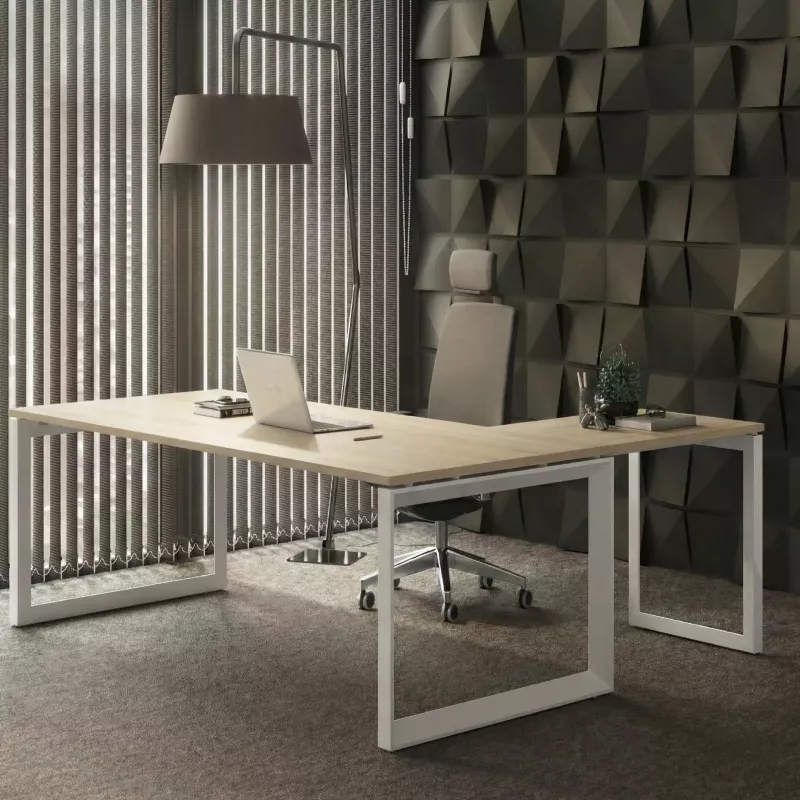 Bureau individuel avec retour, piètement fermé - So Sierro