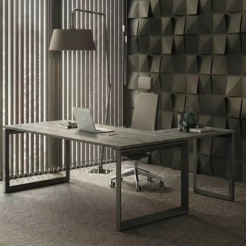 Bureau individuel avec retour, piètement fermé - So Sierro